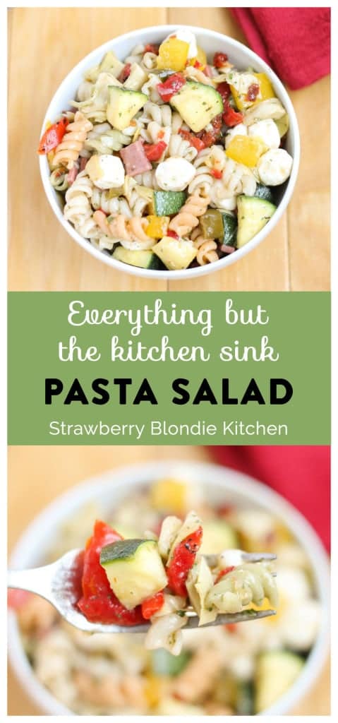 Everything but the Kitchen Sink Pasta Salad | Strawberry Blondie Kitchen