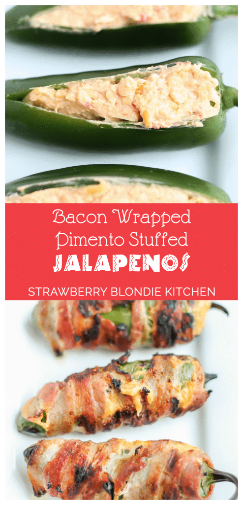 Bacon Wrapped Pimento Stuffed Jalapenos | Strawberry Blondie Kitchen