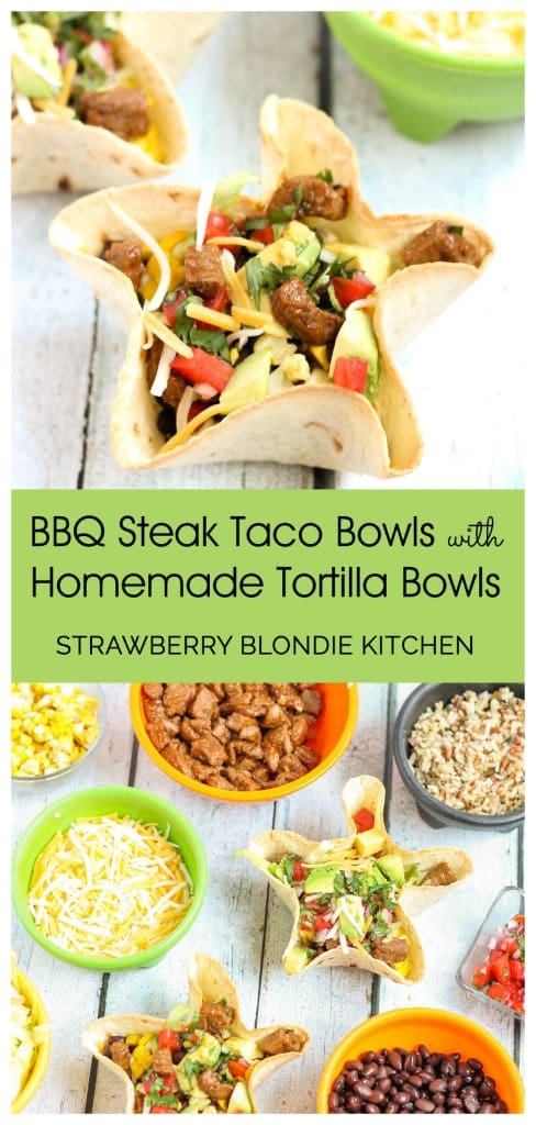 BBQ Steak Taco Salads with Homemade Tortilla Bowls | Strawberry Blondie Kitchen