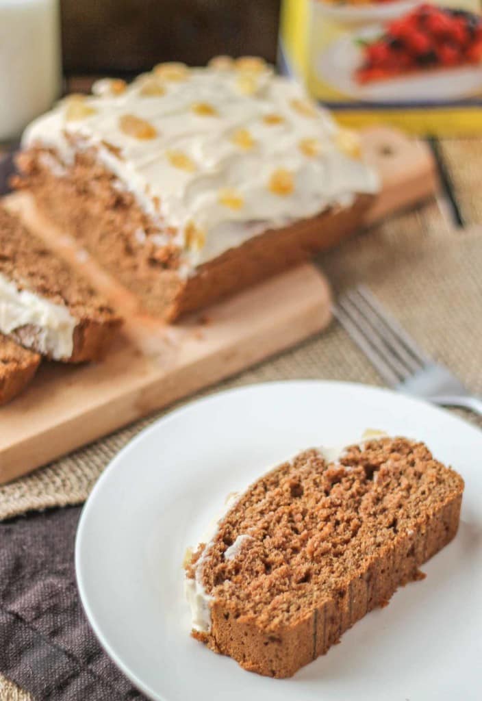 It's the holiday season and nothing could be more festive than a classic Gingerbread Loaf made with SPLENDA®. Aromatic spices, nutmeg cream cheese frosting and candied ginger pair perfectly with a nice hot cup of coffee to jump start your holiday shopping, caroling or gift wrapping on a joyous note. | Strawberry Blondie Kitchen