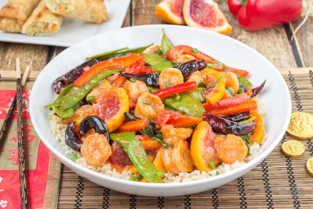 Celebrate Chinese New Year this year with Blood Orange Shrimp Stir Fry. It's a perfect balance of spicy and sweet and a great 