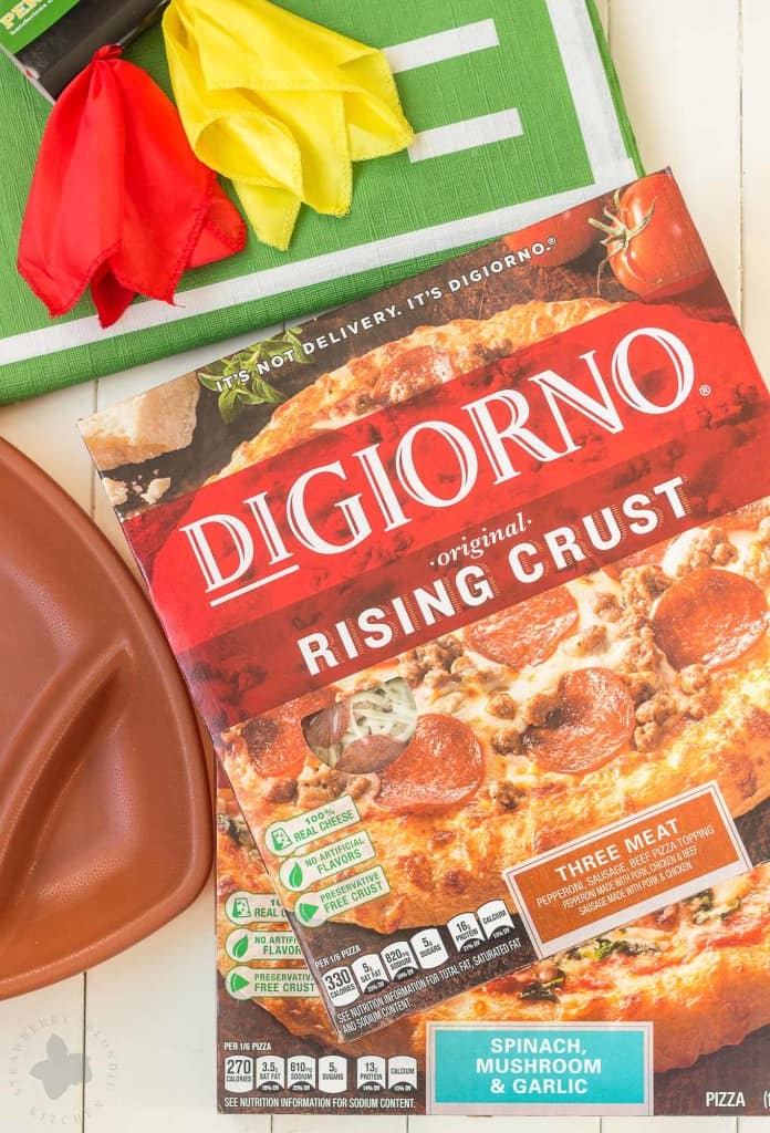 Make the right call during the BIG game this year and tailgate at home. It's simple, easy and stress free which will leave you sitting down just in time to enjoy the game. Serve DIGIORNO® pizza, cut into strips with homemade dipping sauce on the sides. Sure to be a crowd pleaser and having you scoring a TOUCHDOWN! | Strawberry Blondie Kitchen