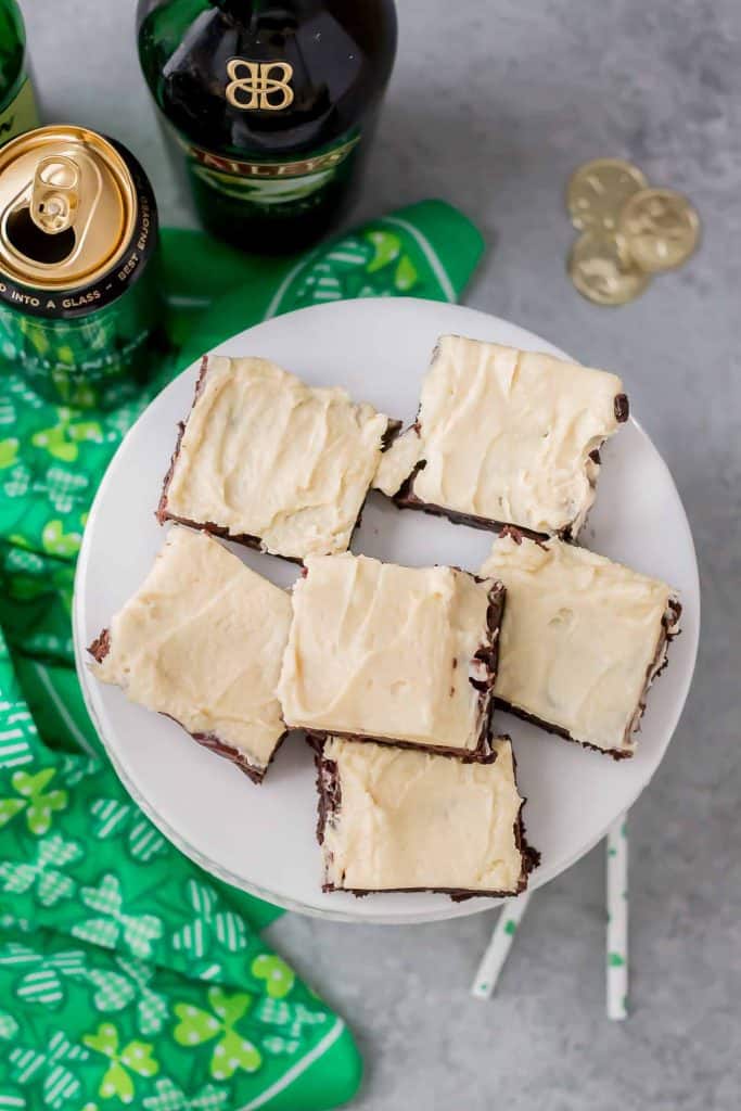 overhead view of Irish Car Bombs Brownies