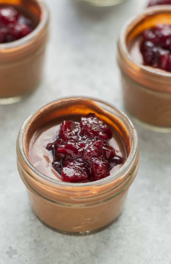 Dark chocolate and sweet cherries pair perfectly with Cabernet Sauvignon and complement each other harmoniously to bring an elegant dessert to any outdoor experience. Mini Chocolate Mason Jars with Cherry Jam are the perfect way to end your romantic picnic on a sweet note. | Strawberry Blondie Kitchen