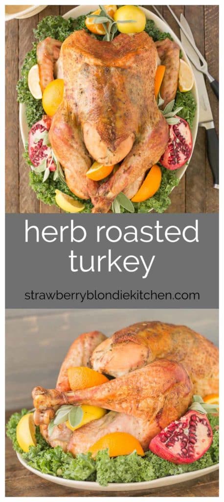 Juicy, moist and super flavorful, this Herb Roasted Turkey should be at the center of your Thanksgiving table! | Strawberry Blondie Kitchen