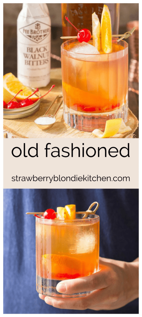 A spin on the traditional old fashioned, the addition of black walnut bitters draws out the warm, spicy flavors of the bourbon for a classy, sophisticated cocktail. | Strawberry Blondie Kitchen