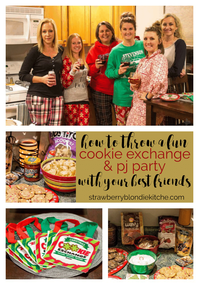 I've got tips to show you How to Throw a fun Holiday Pajama and Cookie Party so you can spend less time in the kitchen baking and more time gathering with friends and sharing treats together. | Strawberry Blondie Kitchen