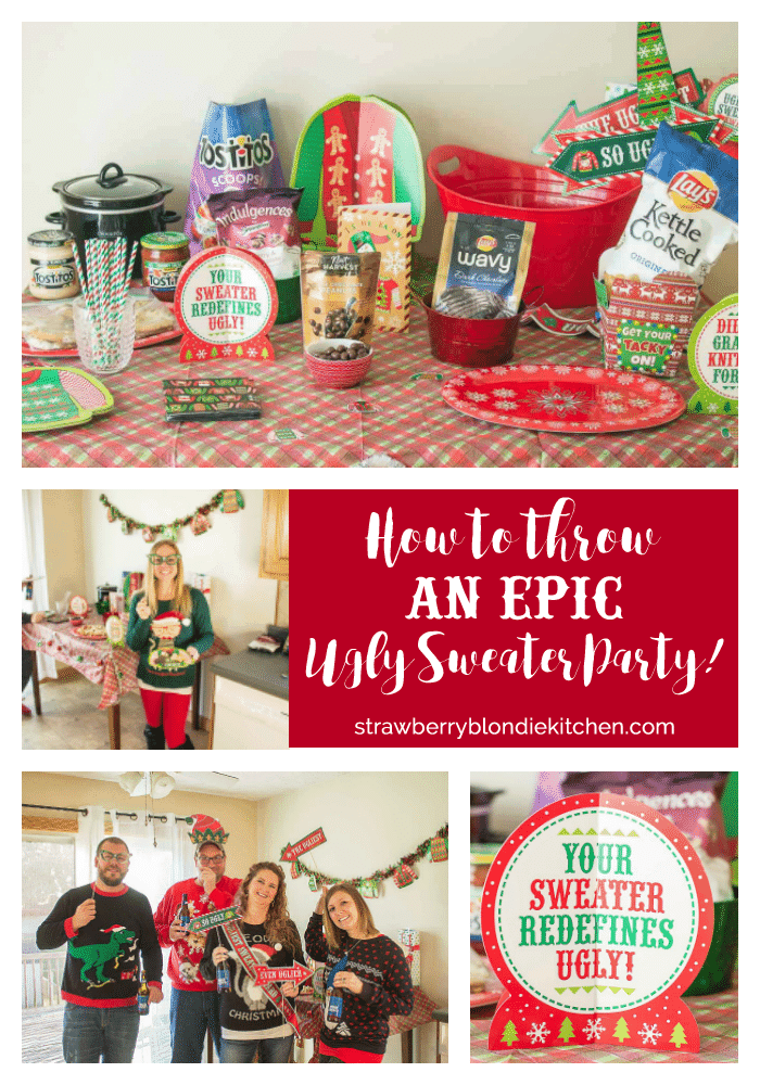 Ever wonder How to Throw an Epic Ugly Sweater Party? I'm here to help with all the delicious foods, tasty beverages and the cheesiest decorations you can find! | Strawberry Blondie Kitchen