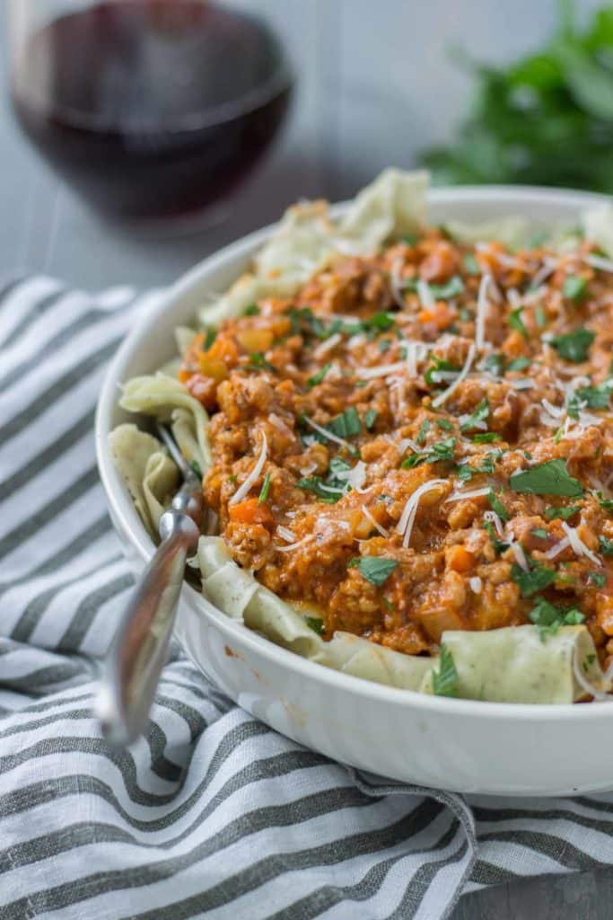 Thick, hearty and comforting, this Beef Ragu with Pappardelle will be a permanent fix on your weekly meal rotation! | Strawberry Blondie Kitchen