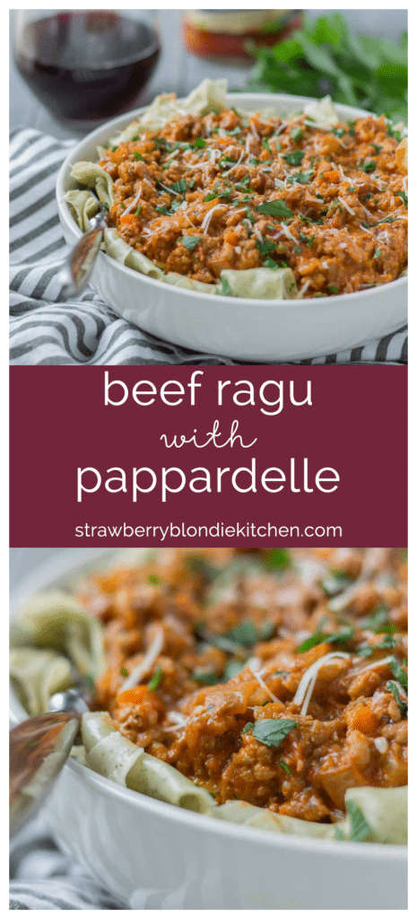 Thick, hearty and comforting, this Beef Ragu with Pappardelle will be a permanent fix on your weekly meal rotation! | Strawberry Blondie Kitchen
