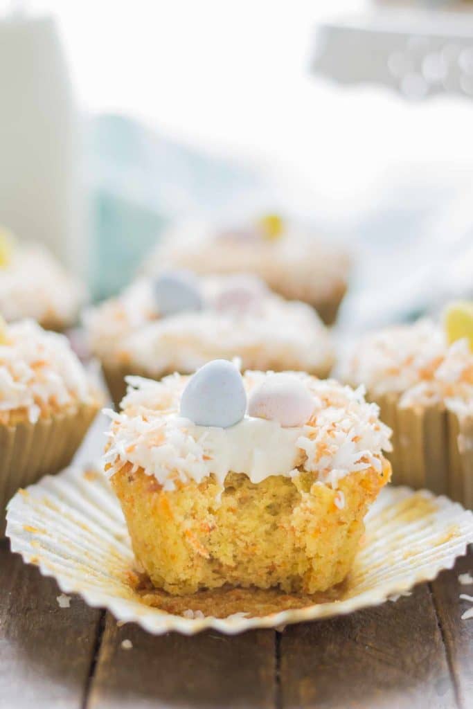 Pineapple Carrot Cake Cupcakes are deliciously moist and the perfect way to celebrate Spring! | Strawberry Blondie Kitchen