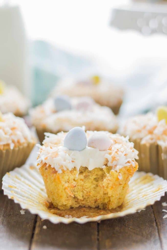 Pineapple Carrot Cake Cupcakes are deliciously moist and the perfect way to celebrate Spring! | Strawberry Blondie Kitchen