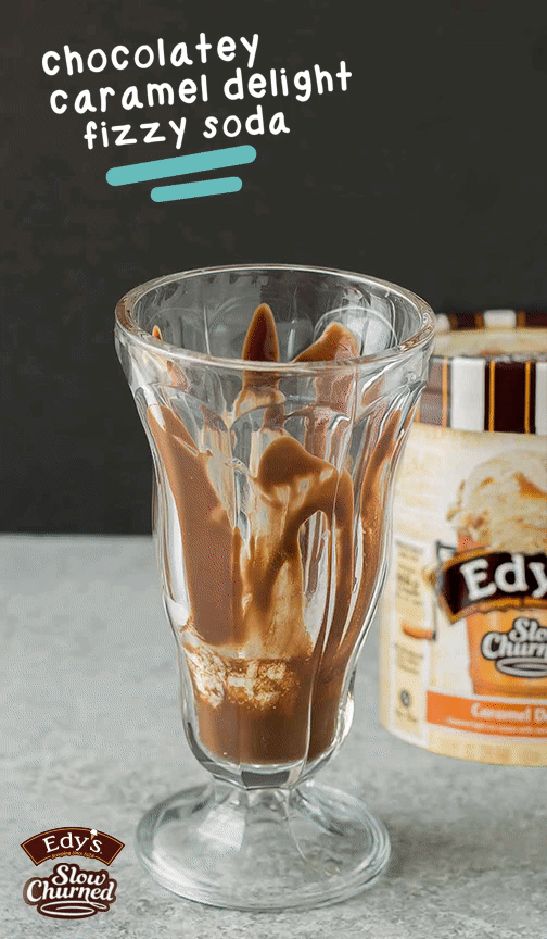 Chocolatey, fizzy and with swirls of caramel delight ice cream, this Chocolatey Caramel Delight Fizzy Soda will you help beat the heat! | Strawberry Blondie Kitchen