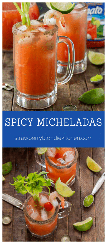 Spice up your summer celebrations this season with Spicy Micheladas. Wasabi packs a punch to give you an unexpected spicy twist that’s delicious and refreshing. | Strawberry Blondie Kitchen