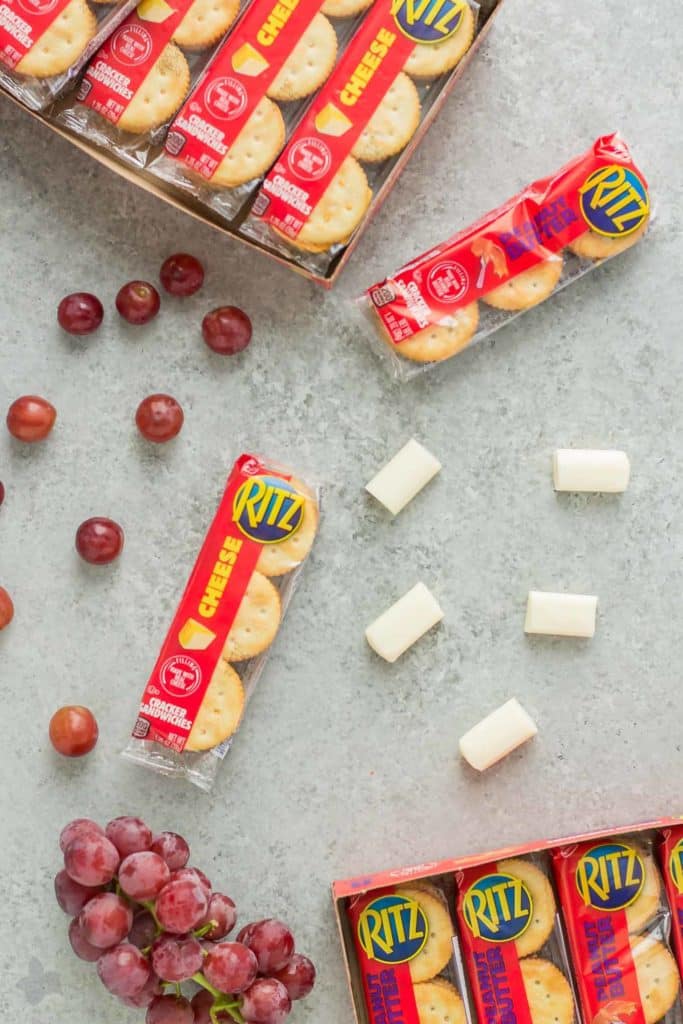 Kids starving after a long day of school?  Be prepared for when hunger strikes with After School Snack Packs featuring RITZ Filled Cracker Sandwiches and all their favorites! | Strawberry Blondie Kitchen