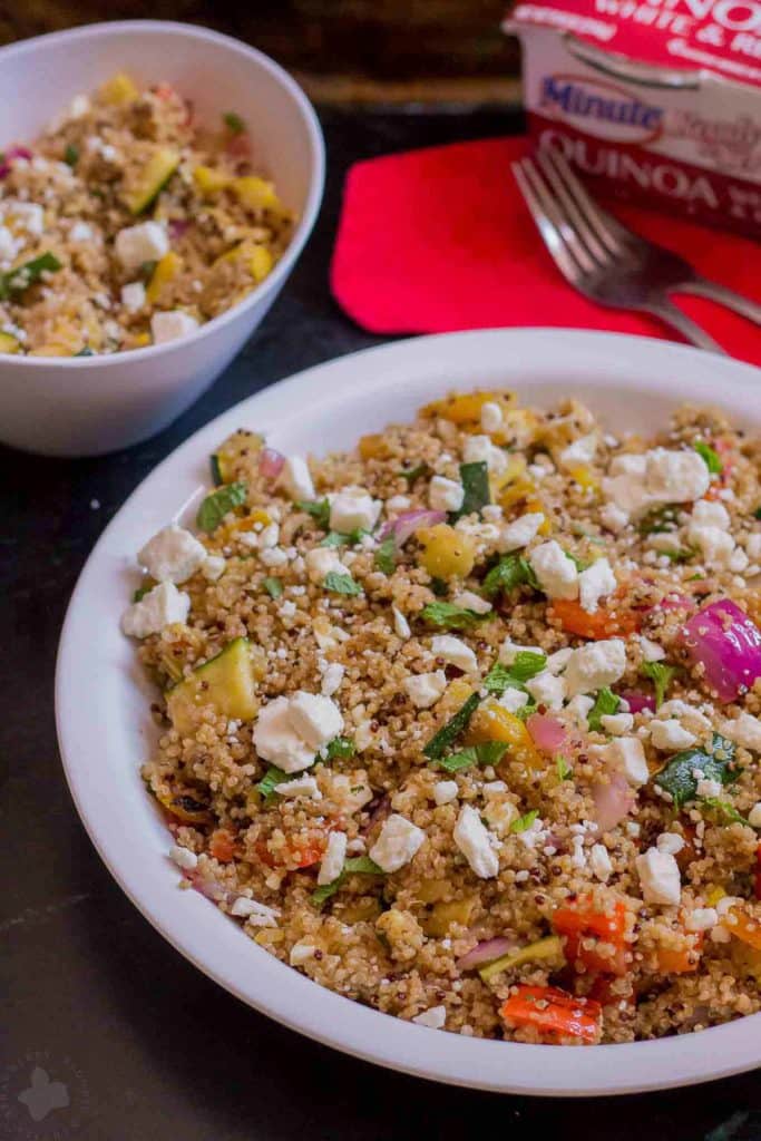 Quick and delicious, this Grilled Vegetable Quinoa Salad is a packed with hearty grilled vegetables and quinoa making it a great side dish, snack or meal. | Strawberry Blondie Kitchen