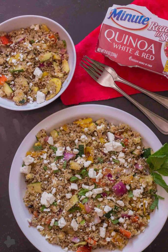 Quick and delicious, this Grilled Vegetable Quinoa Salad is a packed with hearty grilled vegetables and quinoa making it a great side dish, snack or meal. | Strawberry Blondie Kitchen