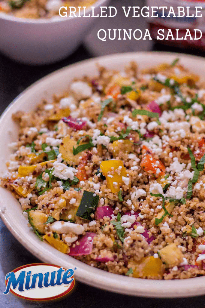 Quick and delicious, this Grilled Vegetable Quinoa Salad is a packed with hearty grilled vegetables and quinoa making it a great side dish, snack or meal. | Strawberry Blondie Kitchen