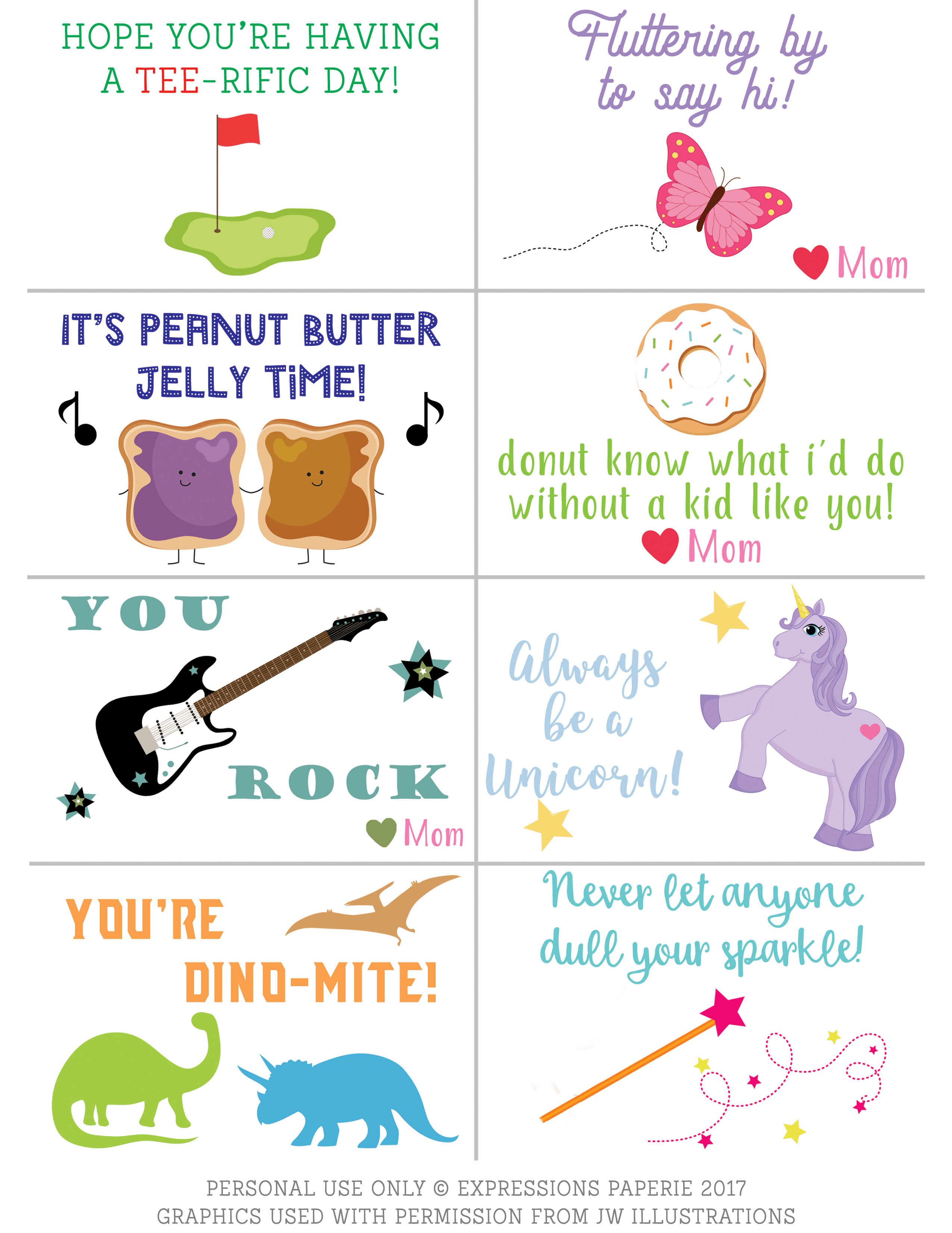 Unicorn Lunch box notes Free Back to School Printable