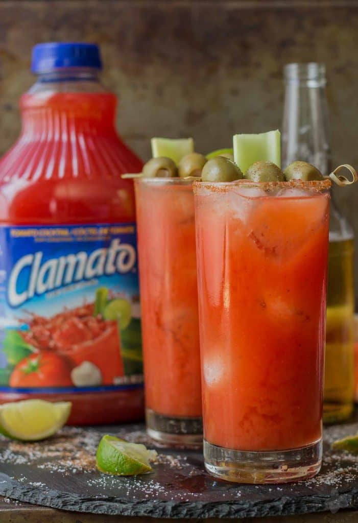 Smoky spices, liquid smoke and Clamato juice blend perfectly to create these Smokin’ Micheladas which are the ultimate brunch sippers. | Strawberry Blondie Kitchen