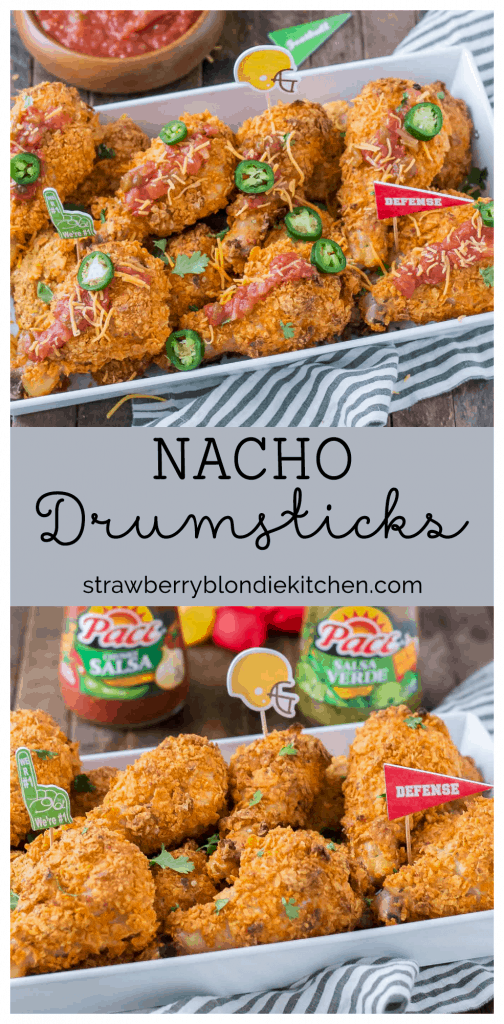 Ban the bland and make game day amazing by heading to Walmart to pick up some Pace® Salsa Verde! Then whip up these Nacho Drumsticks which are crunchy, delicious and a real crowd pleaser! | Strawberry Blondie Kitchen