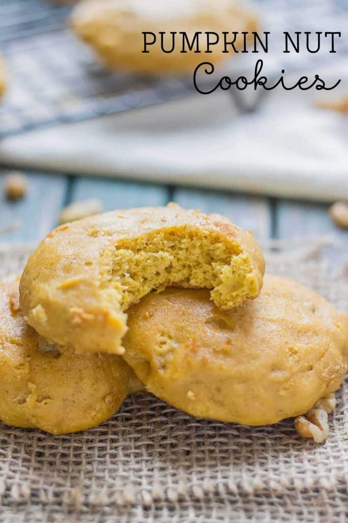 A delicious, puffy and cake like pumpkin nut cookie that is packed full of cinnamon, ginger, nutmeg and walnuts.  A cookie worthy of all your Fall get togethers.    | Strawberry Blondie Kitchen