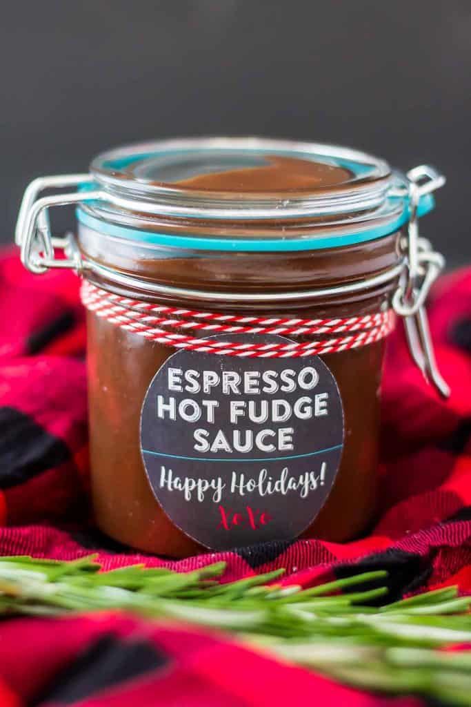 Espresso Hot Fudge Sauce is made in the slow cooker and it's the perfect holiday gift for all your friends and family this holiday season who have a strong love of coffee and chocolate! | Strawberry Blondie Kitchen