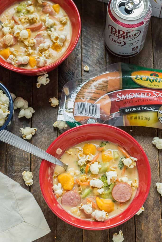 This smoked sausage and beer cheese soup is bursting with smoked sausage, sharp cheddar and beer that’s stick to your ribs hearty and delicious! | Strawberry Blondie Kitchen