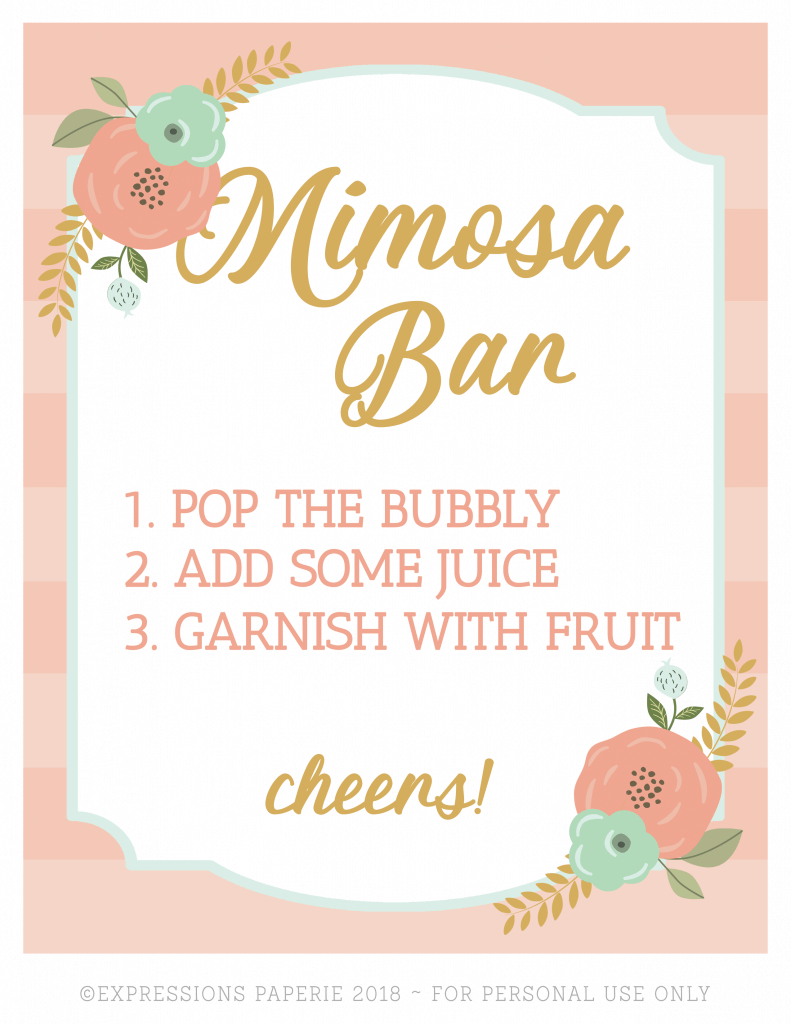 Brunch and Mimosa Party Ideas Free printable Mimosa Bar Sign