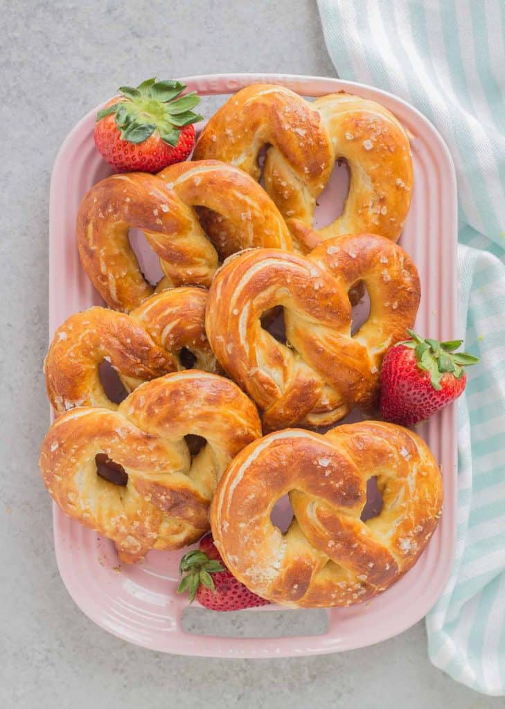 Soft Pretzels with Strawberry Margarita Sauce