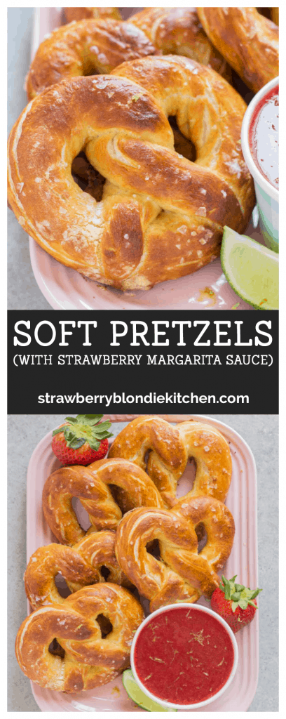 Soft Pretzels with Strawberry Margarita Sauce