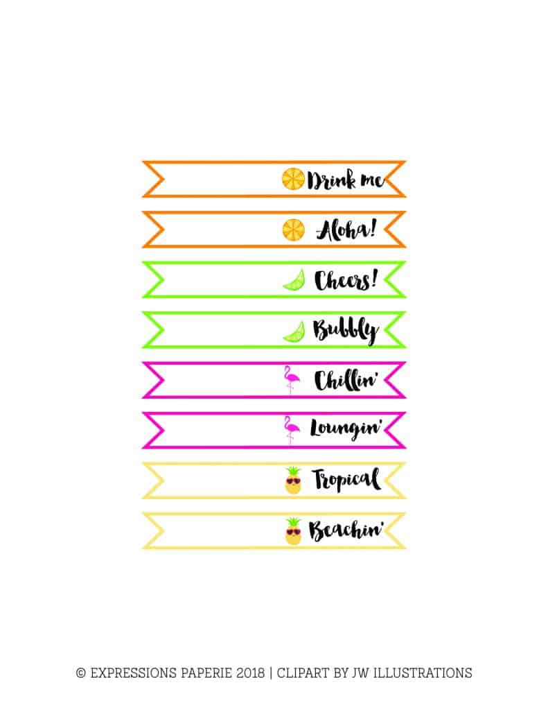 Printable DIY Tropical Straw Flags