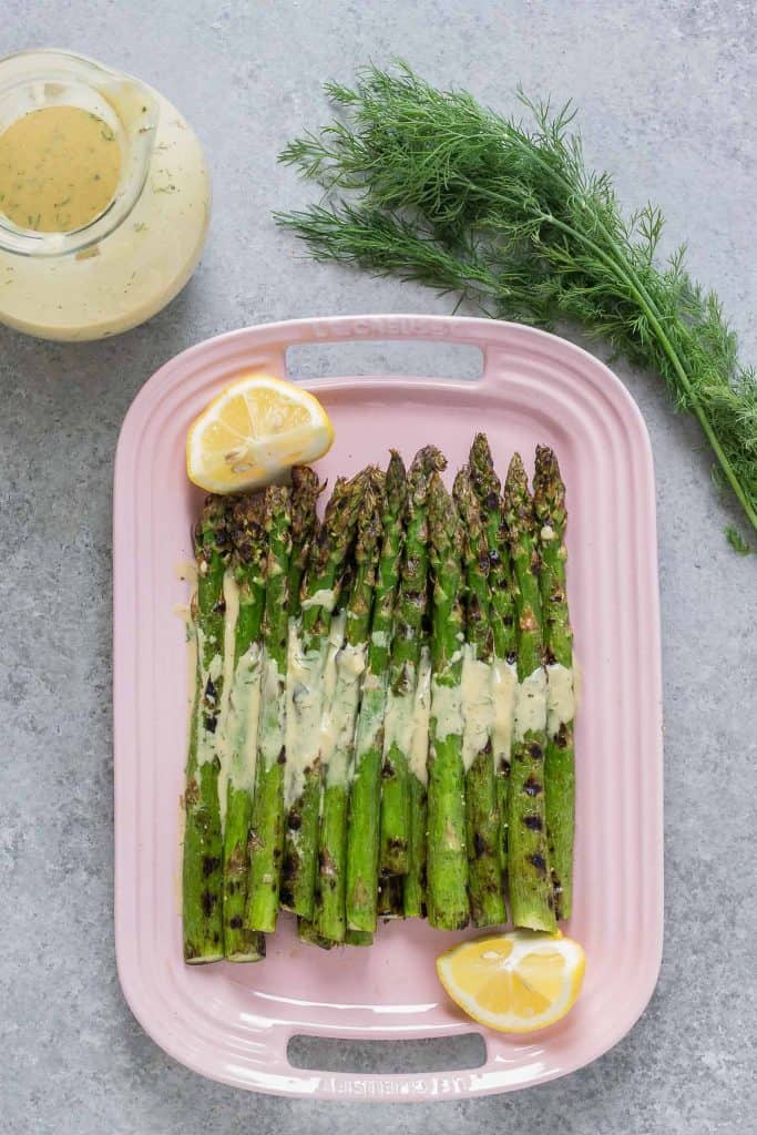 Grilled Asparagus with Mustard Dill Sauce