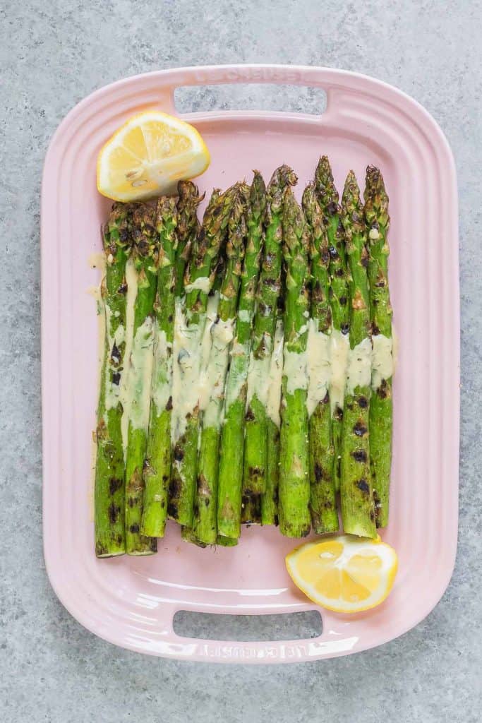 Grilled Asparagus with Mustard Dill Sauce