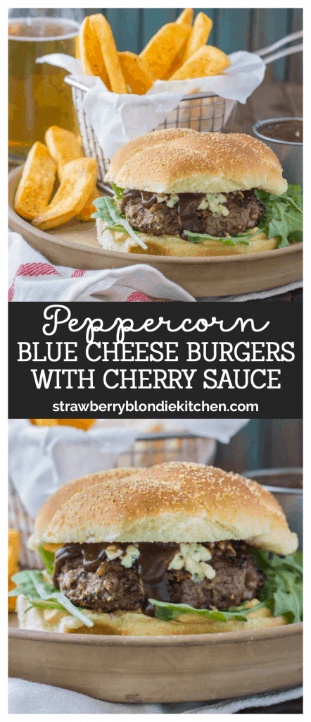 Peppercorn Blue Cheese Burgers with Cherry Sauce