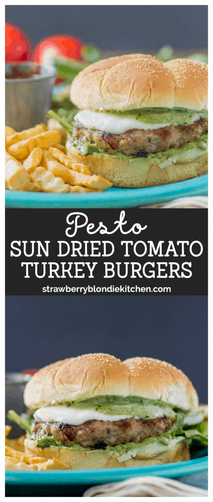 Pesto and Sun Dried Tomato Turkey Burgers