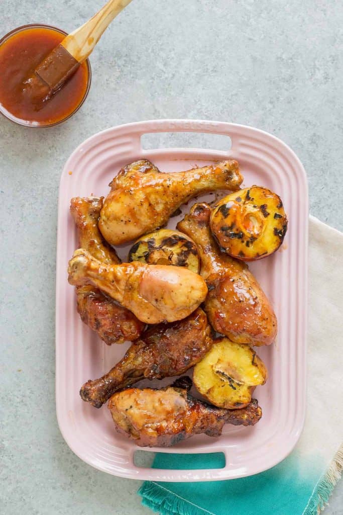 BBQ Peach Ginger Glazed Chicken Legs