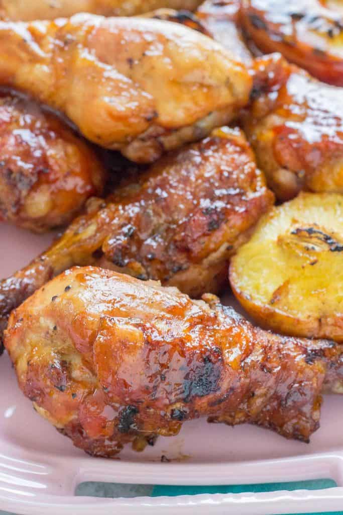 BBQ Peach Ginger Glazed Chicken Legs