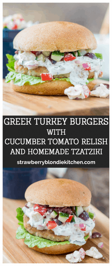 Greek Turkey Burgers with Cucumber Tomato Relish