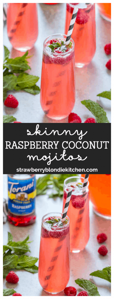 Skinny Raspberry Coconut Mojitos