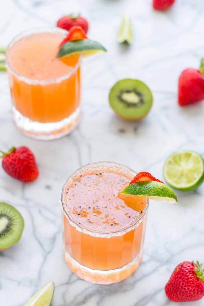 Skinny Strawberry Kiwi Margaritas