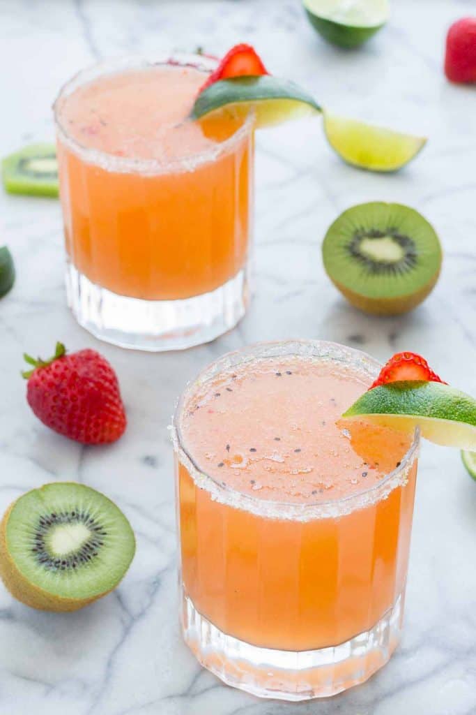 Skinny Strawberry Kiwi Margaritas