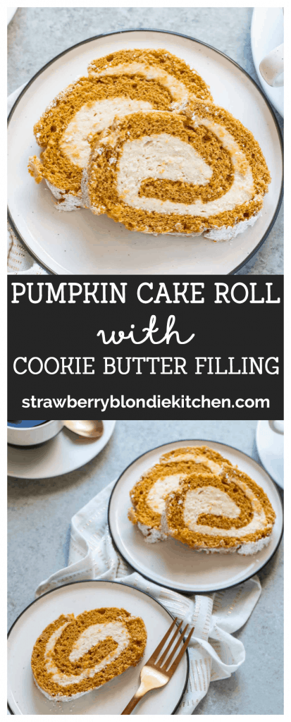 Pumpkin Cake Roll with Cookie Butter Filling