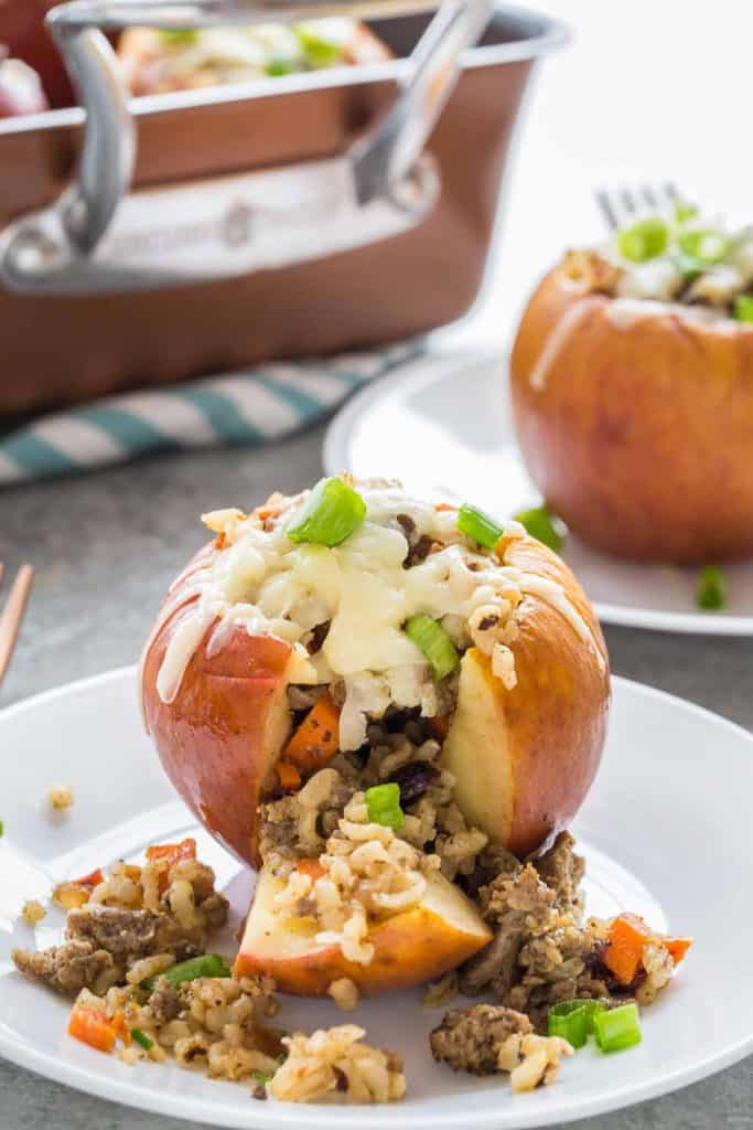 Stuffed Apples with Cheddar and Sausage