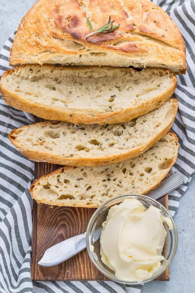 No Knead Rosemary Olive Oil Bread