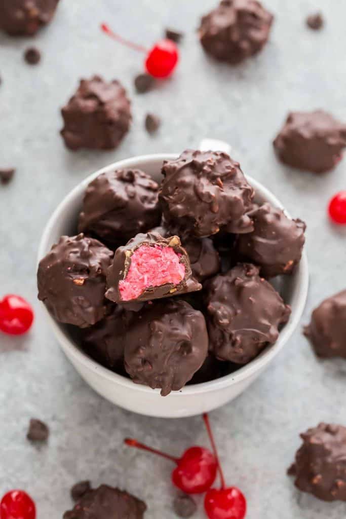 Cherry Mash Truffles in a bowl