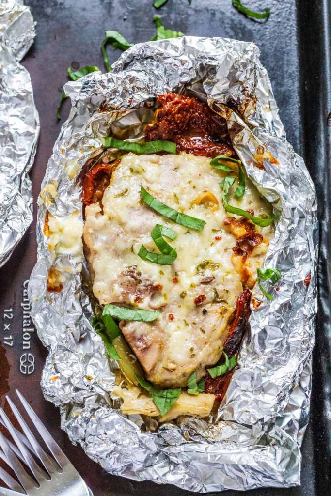 Pork Chops and Sun Dried Tomato Foil Packets