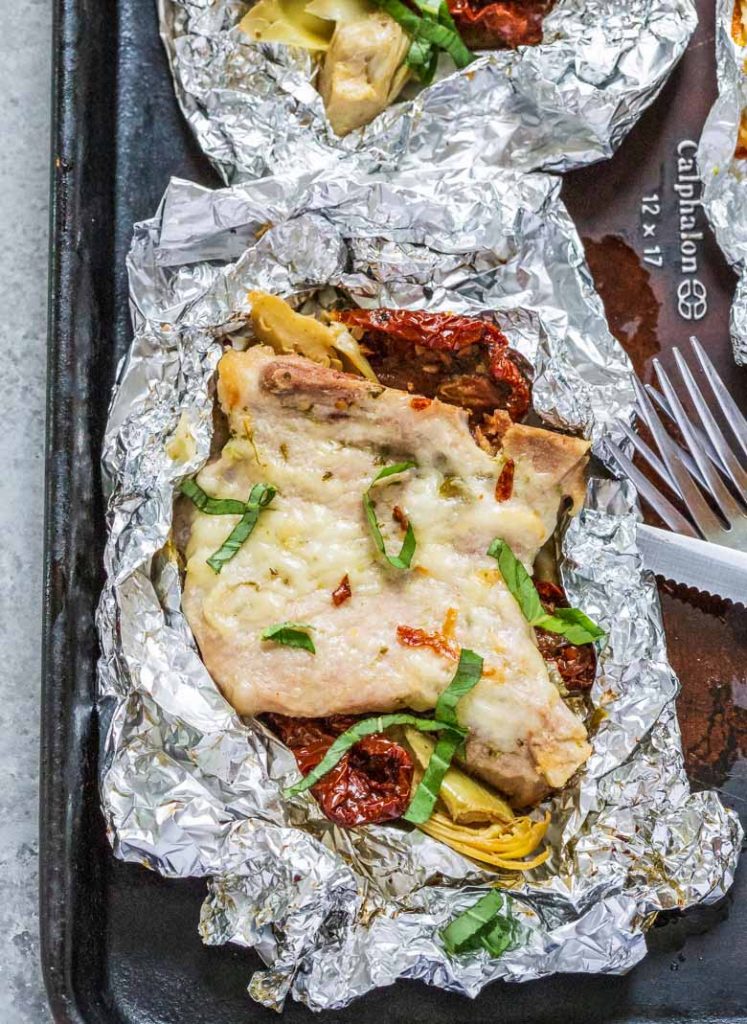 Pork Chops and Sun Dried Tomato Foil Packets