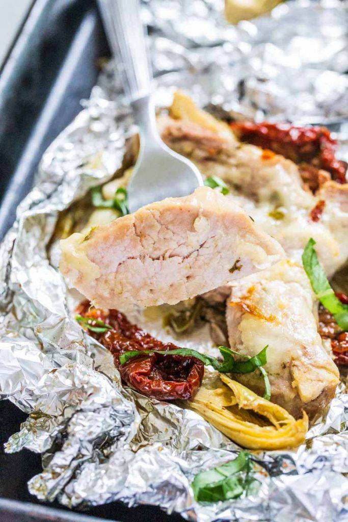 Pork Chops and Sun Dried Tomato Foil Packets