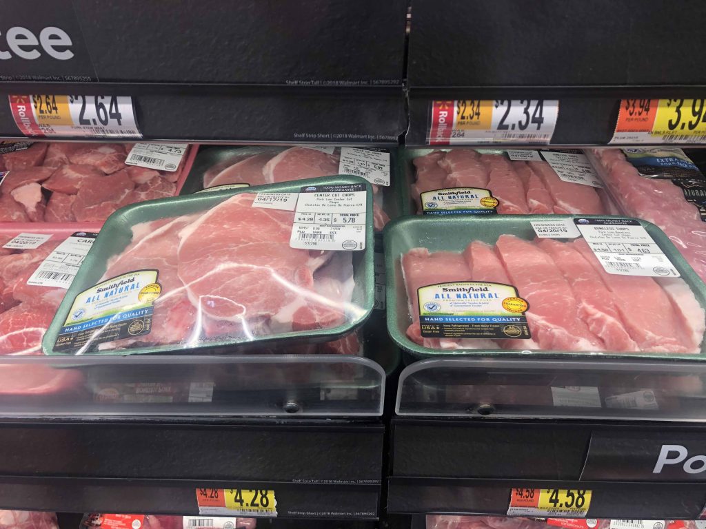 Smithfield Bone In Pork Chops Walmart in store photo